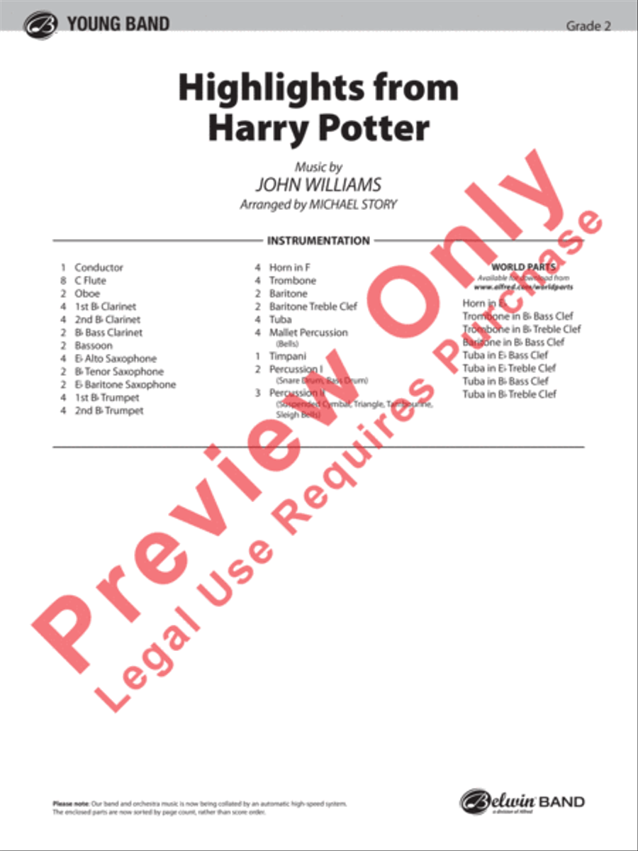 Harry Potter, Highlights from Concert Band scores gallery preview page 2