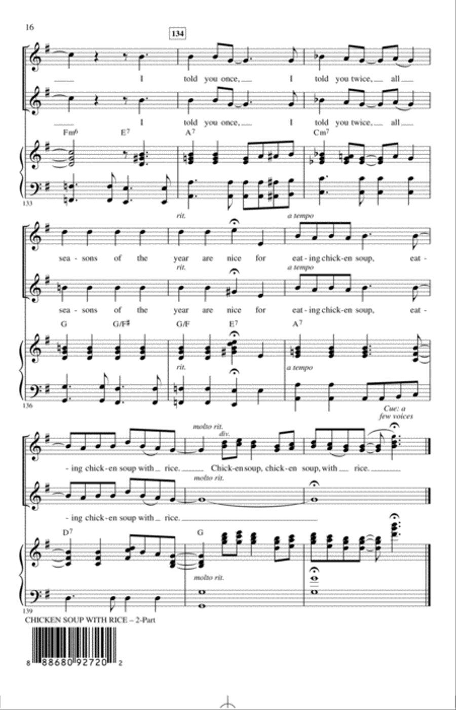 Chicken Soup With Rice (arr. Emily Crocker) 2-Part scores gallery preview page 15