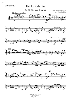 The Entertainer by Joplin - Clarinet Quartet (Individual Parts)