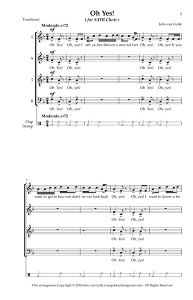 Oh Yes, Oh Yes - for SATB Choir image number null
