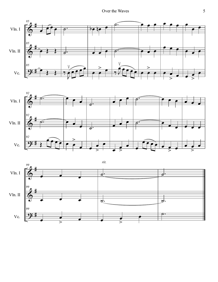 Over the Waves String Trio scores gallery preview page 5