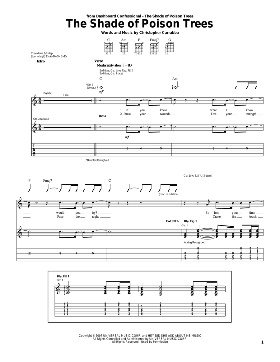 The Shade Of Poison Trees Acoustic Guitar scores gallery preview page 1