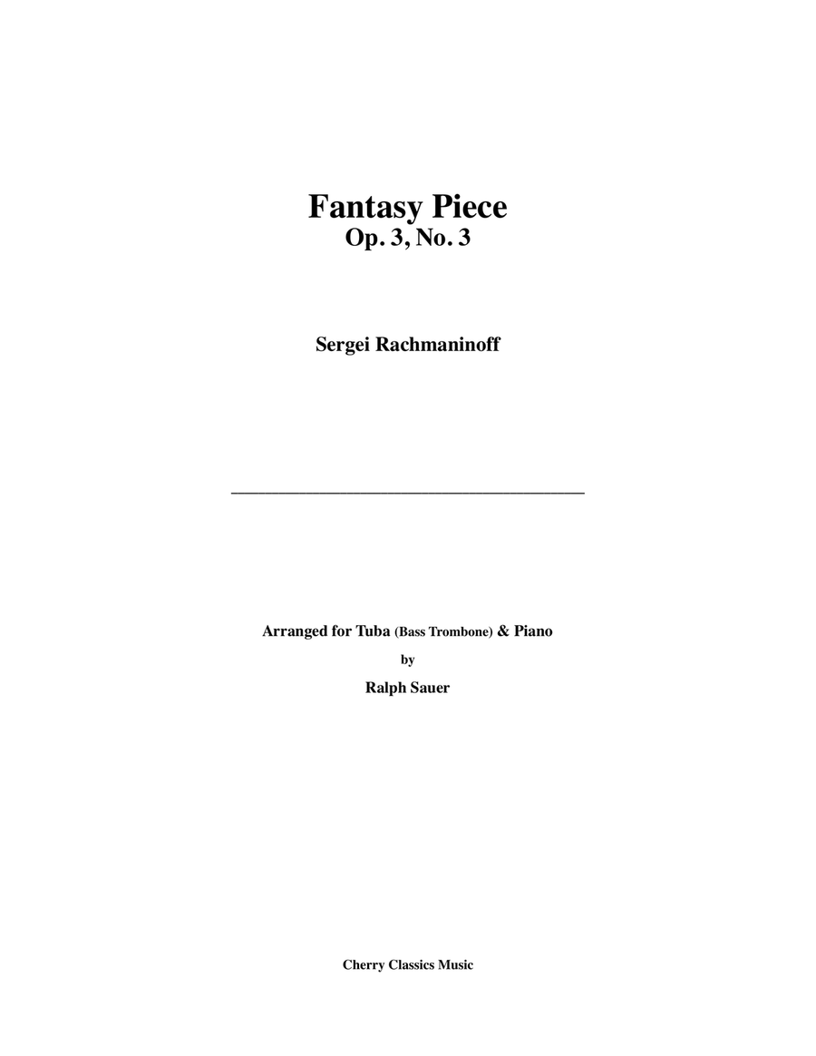 Fantasy Piece Op. 3, No. 3 for solo Tuba or Bass Trombone and Piano Bass Trombone scores gallery preview page 1