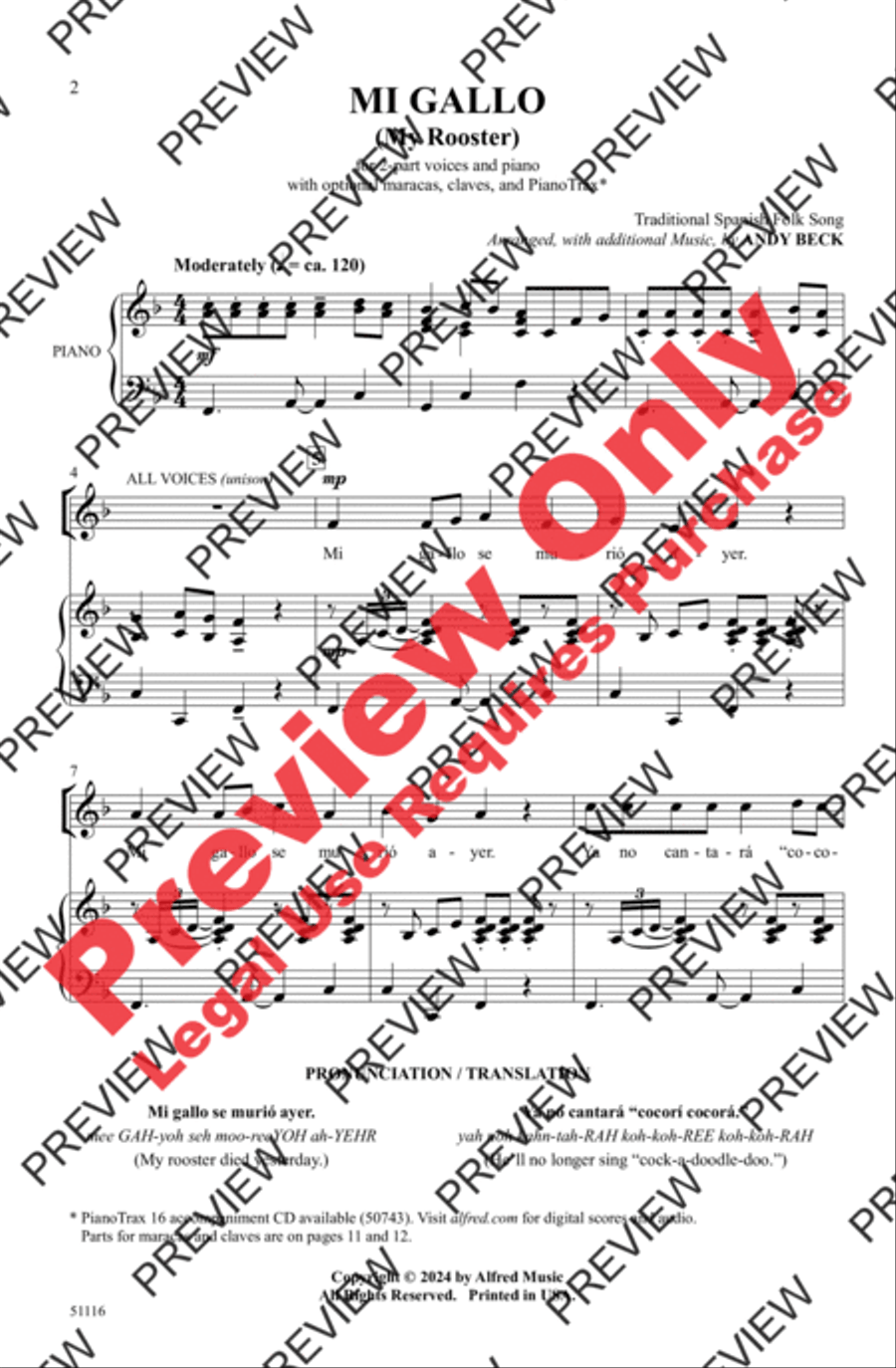Mi Gallo 2-Part scores gallery preview page 2