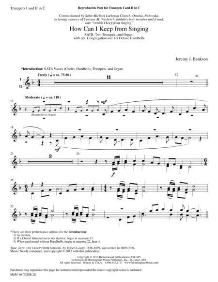 How Can I Keep from Singing (Downloadable C Trumpet Parts)