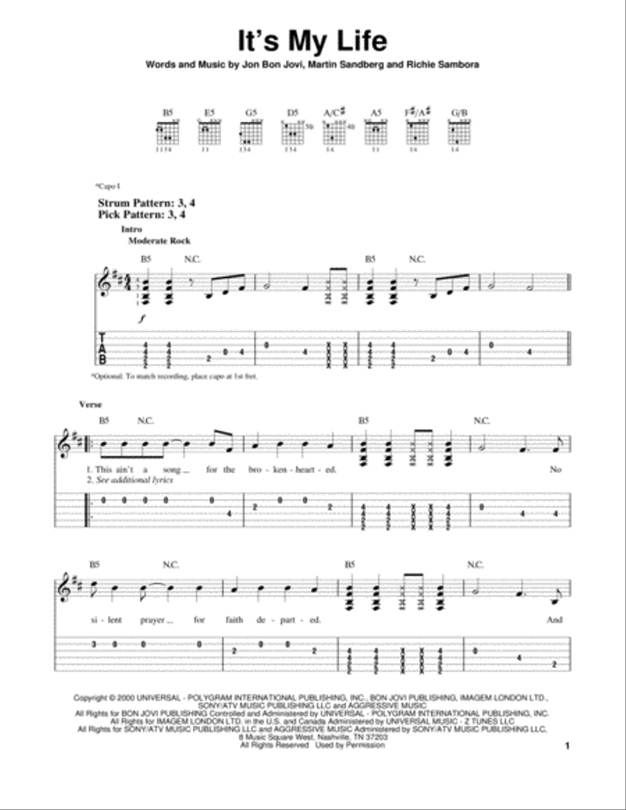 It's My Life It's My Life Acoustic Guitar scores gallery preview page 1