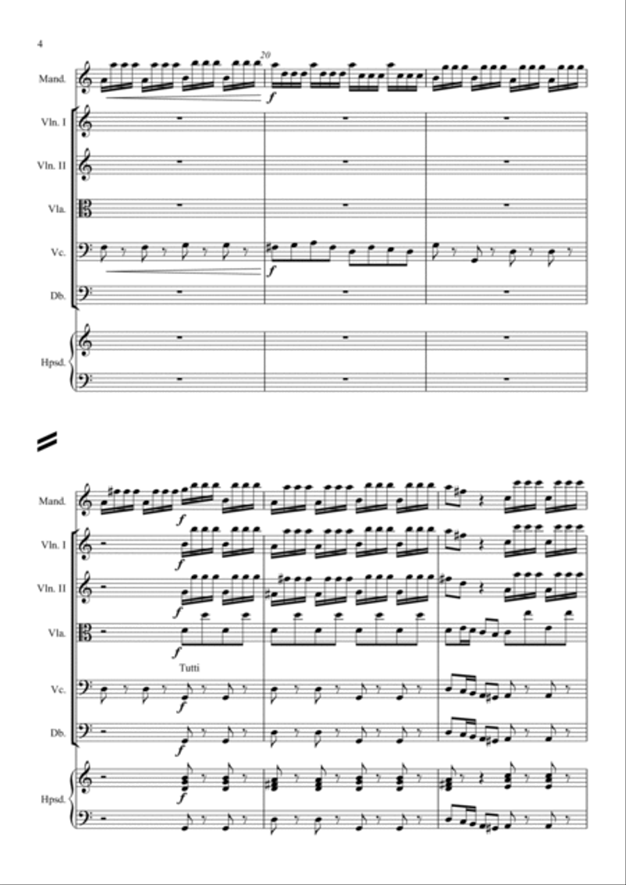 Concerto in DO Maggiore per Mandolino, Archi e Cembalo Small Ensemble scores gallery preview page 4