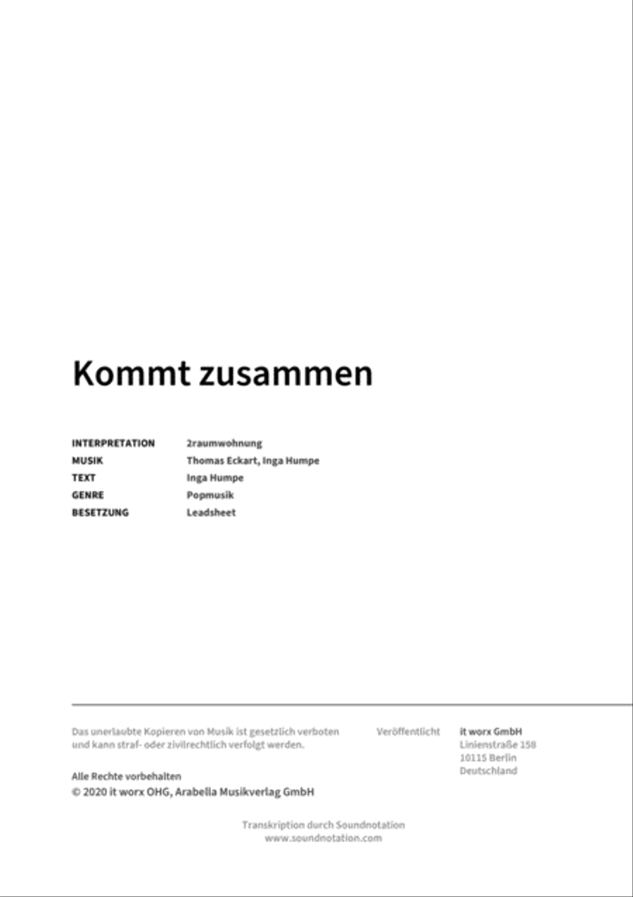 Kommt zusammen Score scores gallery preview page 2