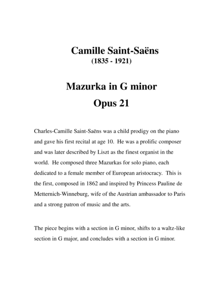 Saint-Saens Mazurka for Recorder Trio image number null