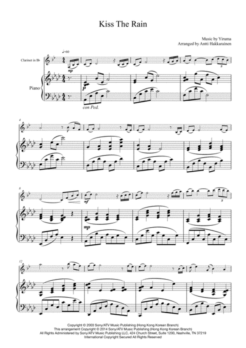 Kiss The Rain - Clarinet & Piano