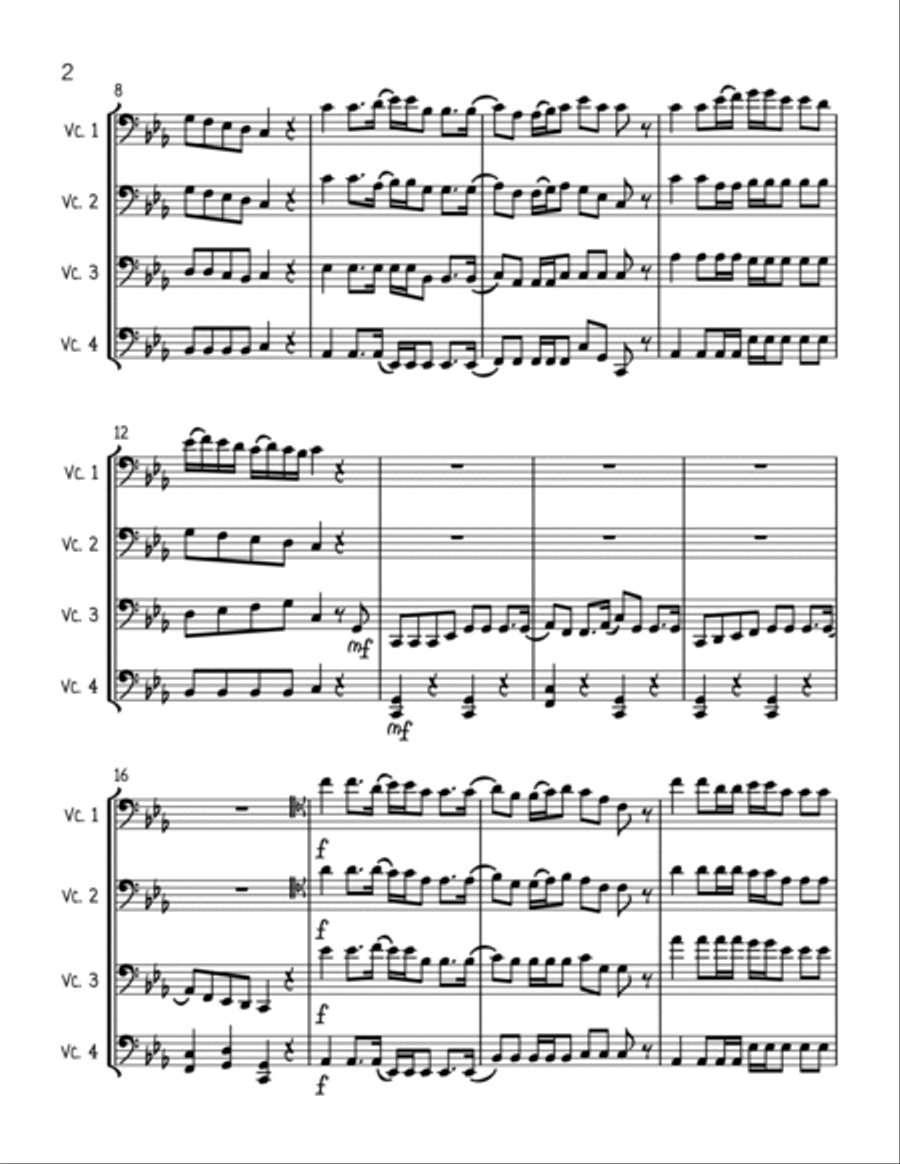 The Wellerman Sea Shanty - Cello Quartet String Quartet scores gallery preview page 2