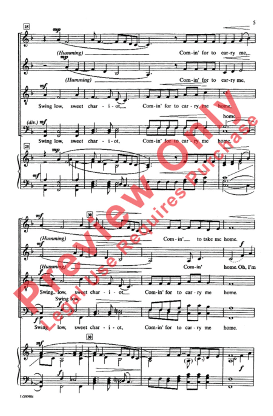Swing Low, Sweet Chariot 4-Part scores gallery preview page 5