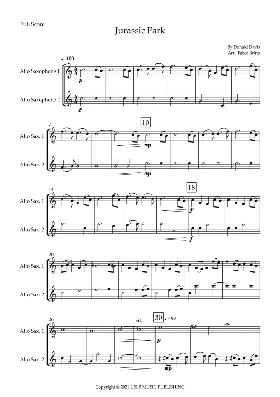 Jurassic Park Iii Woodwind Duet scores gallery preview page 1