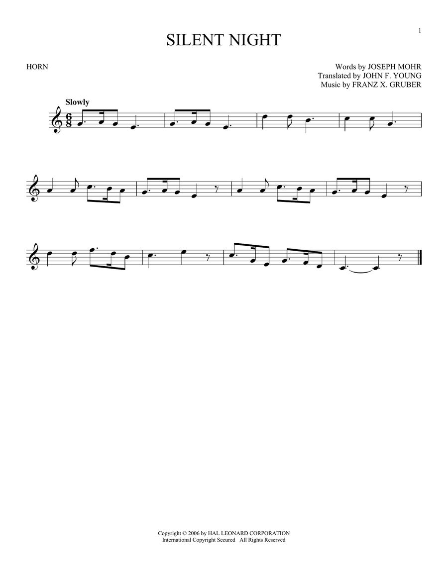 Silent Night Silent Night Horn Solo scores gallery preview page 1
