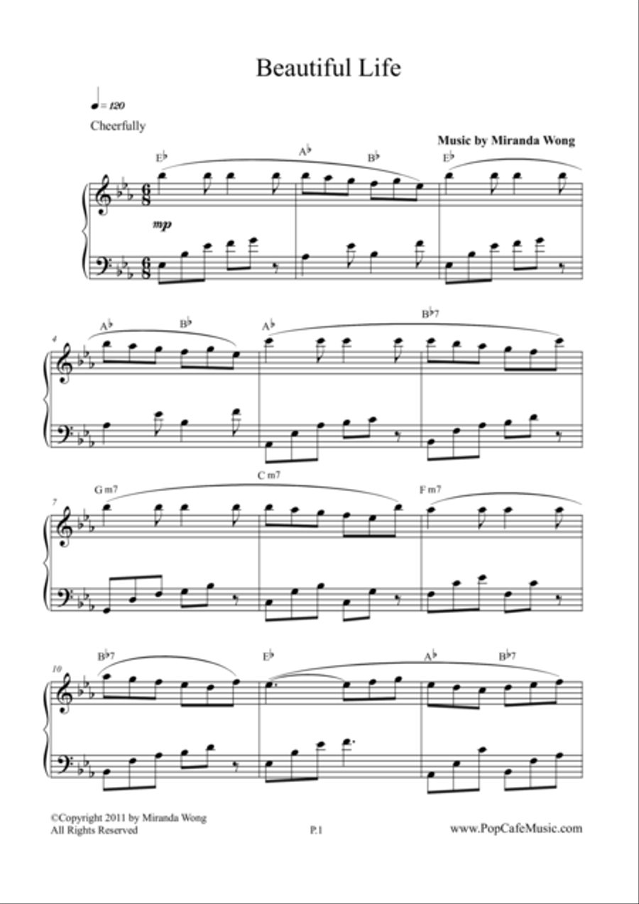 Beautiful Life - Romantic Piano Music 4-Part scores gallery preview page 1