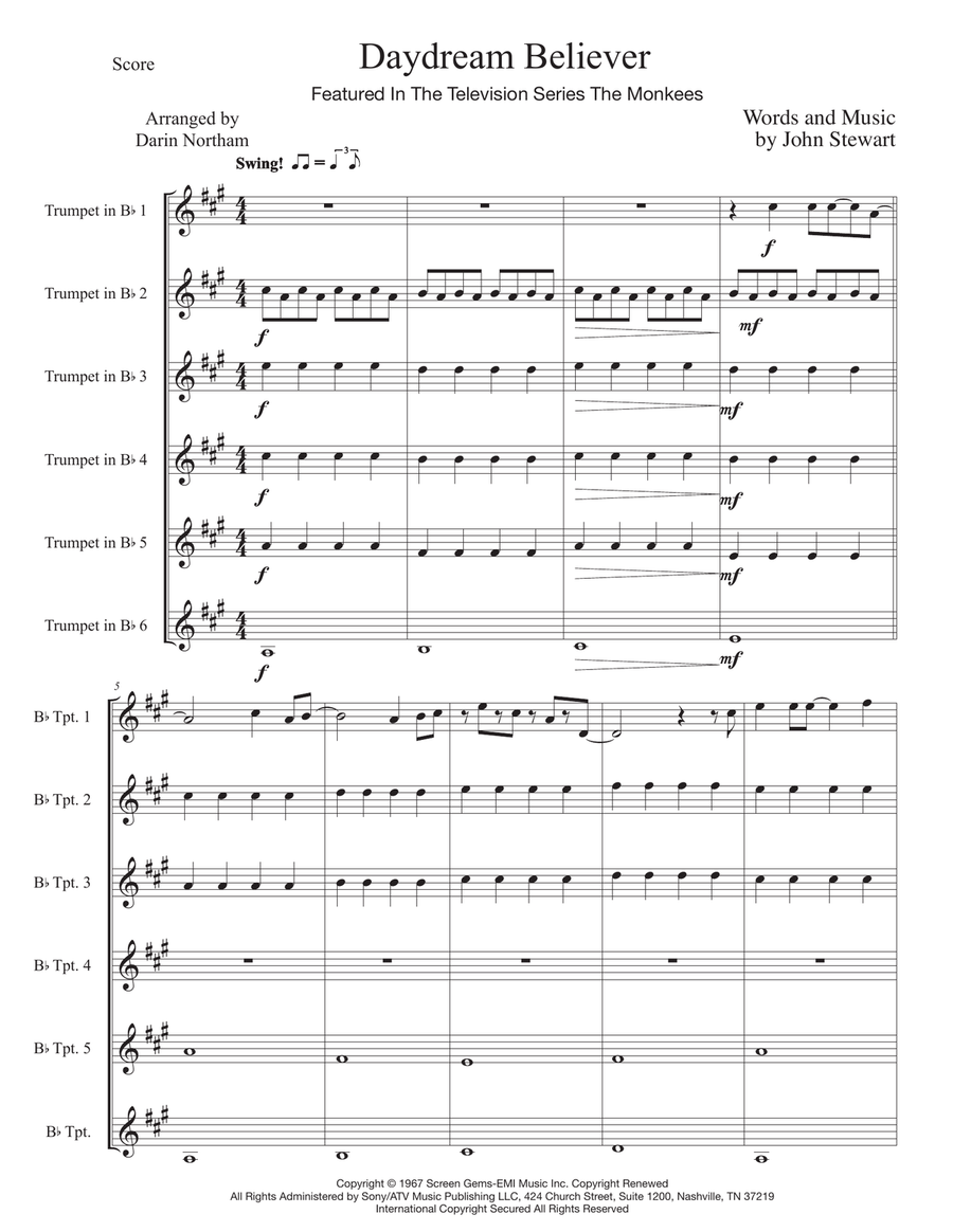 Daydream Believer Trumpet scores gallery preview page 2