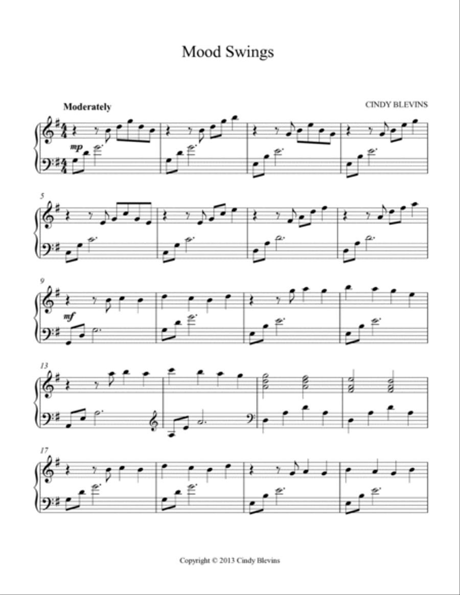 Mood Swings, original solo for Lever or Pedal Harp Mood Swings, original solo for Lever or Pedal Harp Pedal Harp scores gallery preview page 2