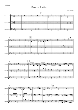 Canon in D Major (Johann Pachelbel) for Bassoon Trio