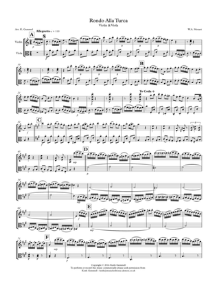Rondo Alla Turca: Violin & Viola