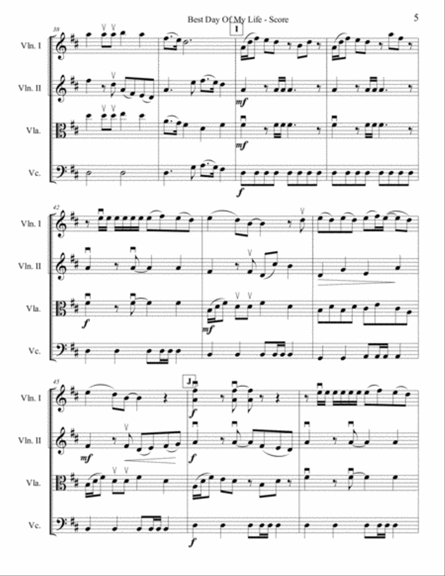 Best Day Of My Life String Quartet scores gallery preview page 5