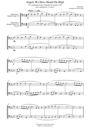 Angels We Have Heard On High (for euphonium duet (bass clef, 3 or 4 valved), suitable for grades 2-5