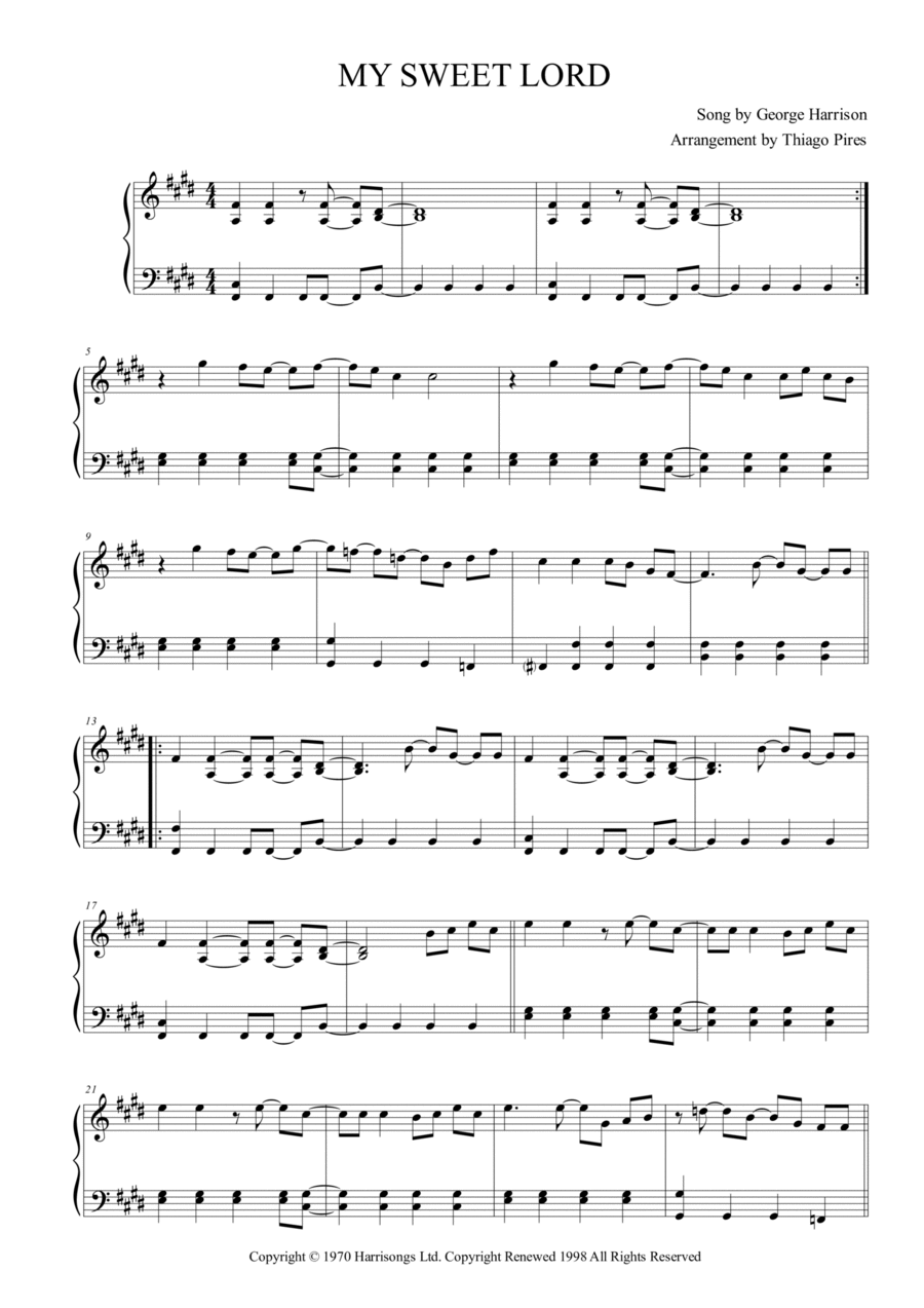 My Sweet Lord My Sweet Lord Easy Piano scores gallery preview page 1