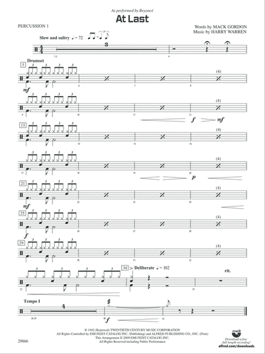 At Last: 1st Percussion At Last: 1st Percussion Concert Band scores gallery preview page 1