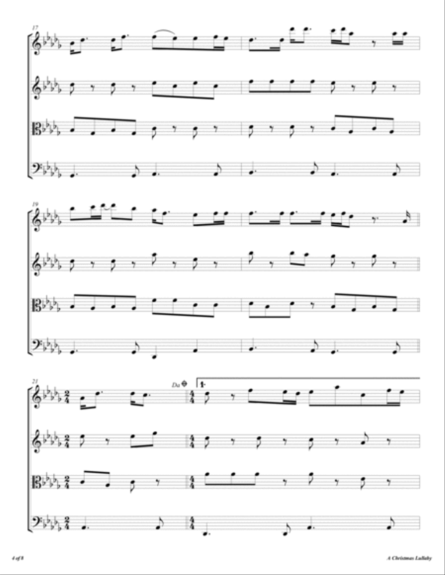 A Christmas Lullaby String Quartet scores gallery preview page 5