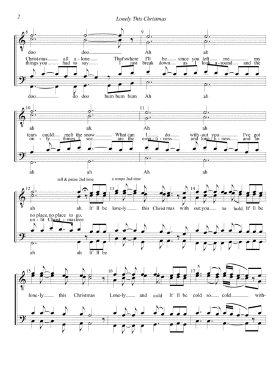 Lonely This Christmas Lonely This Christmas TTBB scores gallery preview page 2