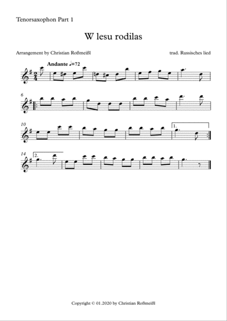 W lesu rodilas Saxophonquartett Woodwind Quartet scores gallery preview page 5