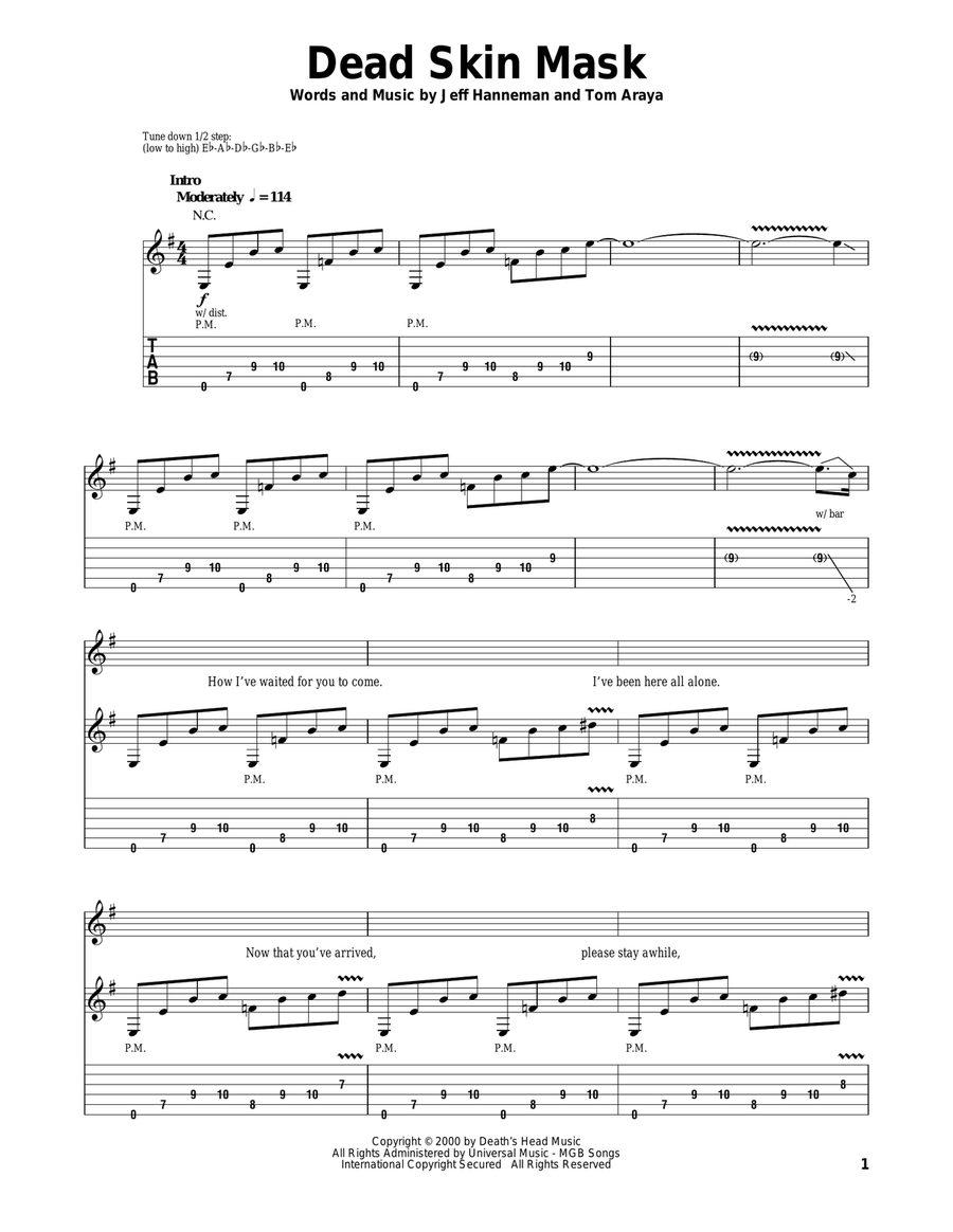 Dead Skin Mask Electric Guitar scores gallery preview page 1
