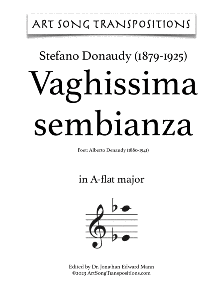 DONAUDY: Vaghissima sembianza (transposed to A major, A-flat major, and G major)