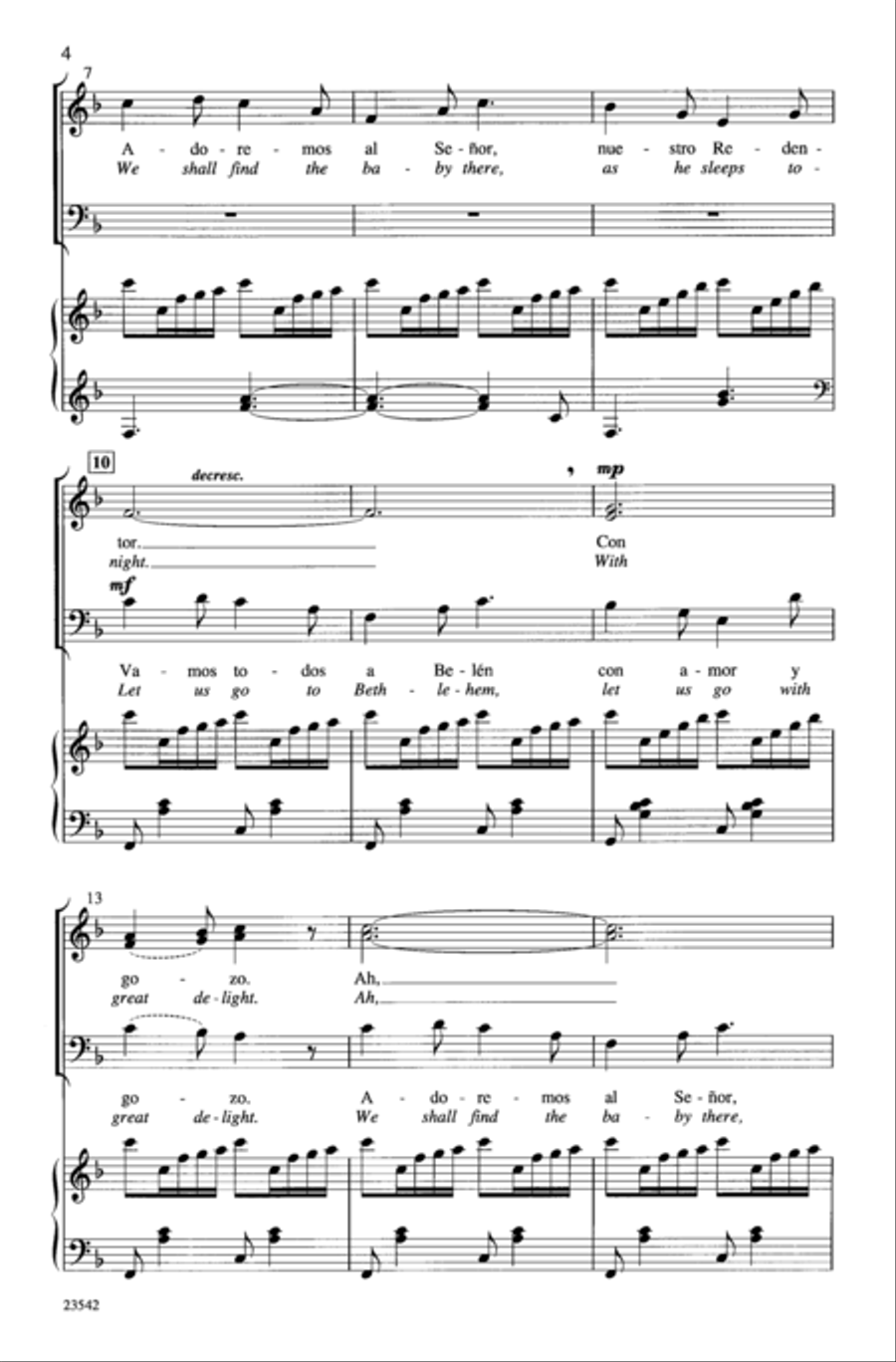 Vamos todos a Belén (Let Us Go to Bethlehem) by Philip Kern 3-Part - Sheet Music page 3
