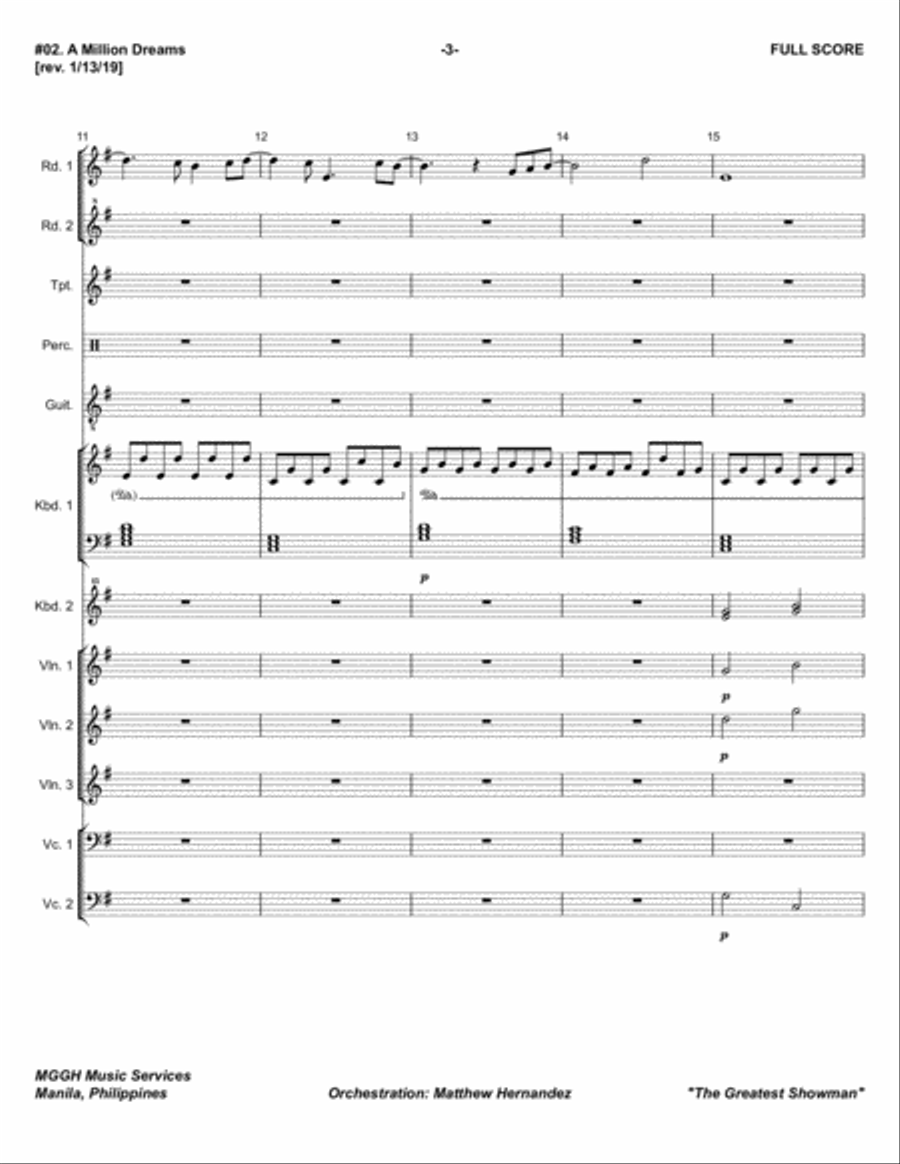 A Million Dreams A Million Dreams Piano, Vocal, Guitar scores gallery preview page 3
