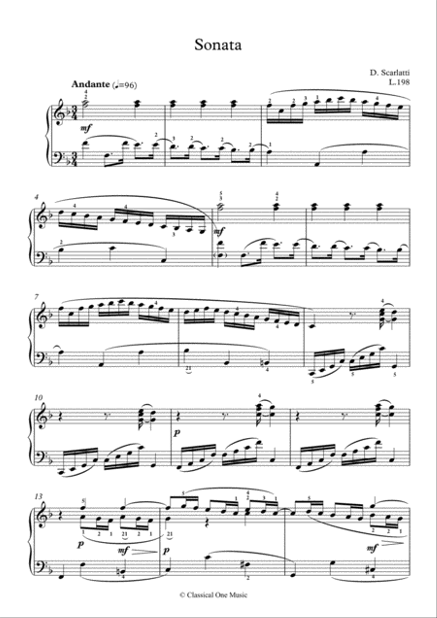 Scarlatti-Sonata in F-Major L.198 K.296(piano) Piano Solo scores gallery preview page 2