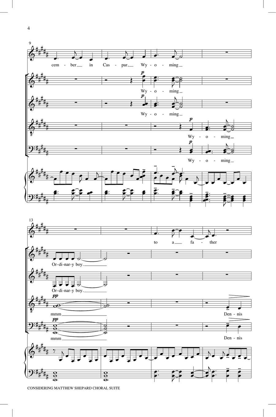 Considering Matthew Shepard: A Choral Suite 4-Part scores gallery preview page 5