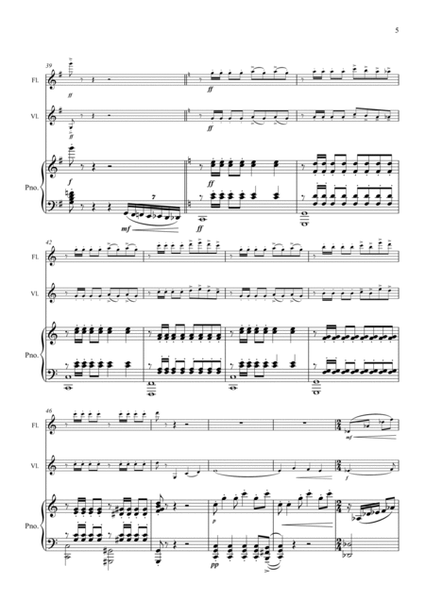 Sparrowhawk Tango. (Flute, Violin and Piano Arrangement) Chamber Music - Digital Sheet Music
