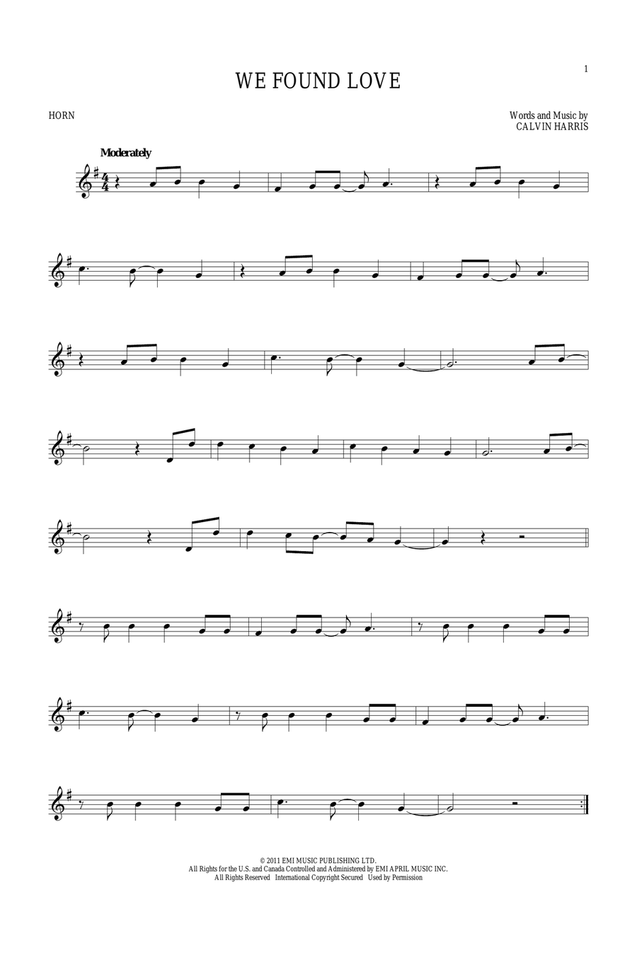 We Found Love We Found Love Horn Solo scores gallery preview page 1