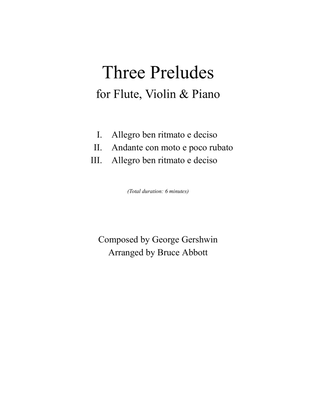 Book cover for Three Preludes (arr. for Flute, Violin & Piano)