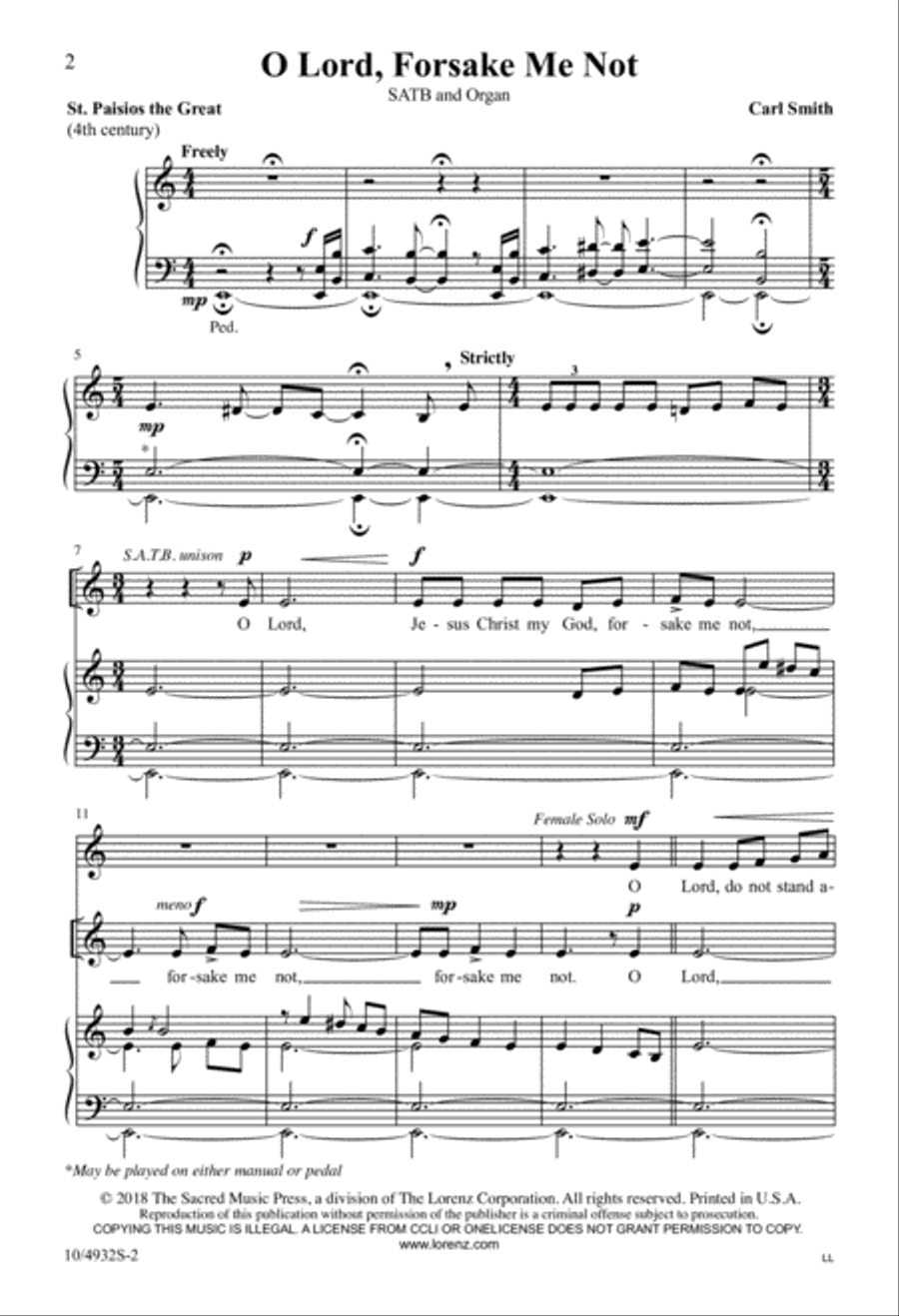 O Lord, Forsake Me Not 4-Part scores gallery preview page 2