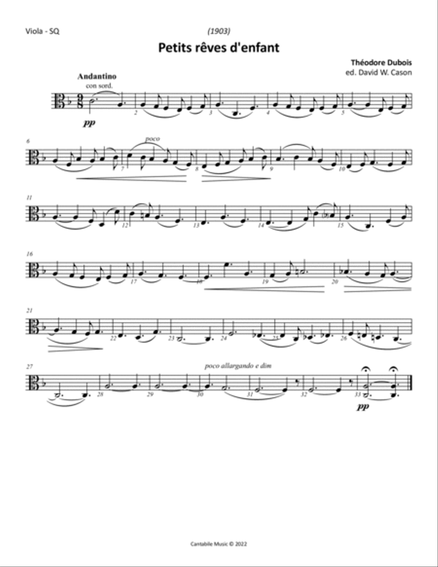 Petits rêves d'enfant (Dubois) STRING QUARTET String Quartet scores gallery preview page 5