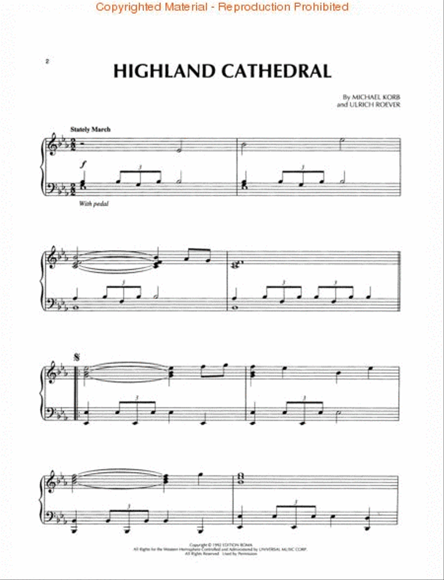 Highland Cathedral Piano Solo scores gallery preview page 2