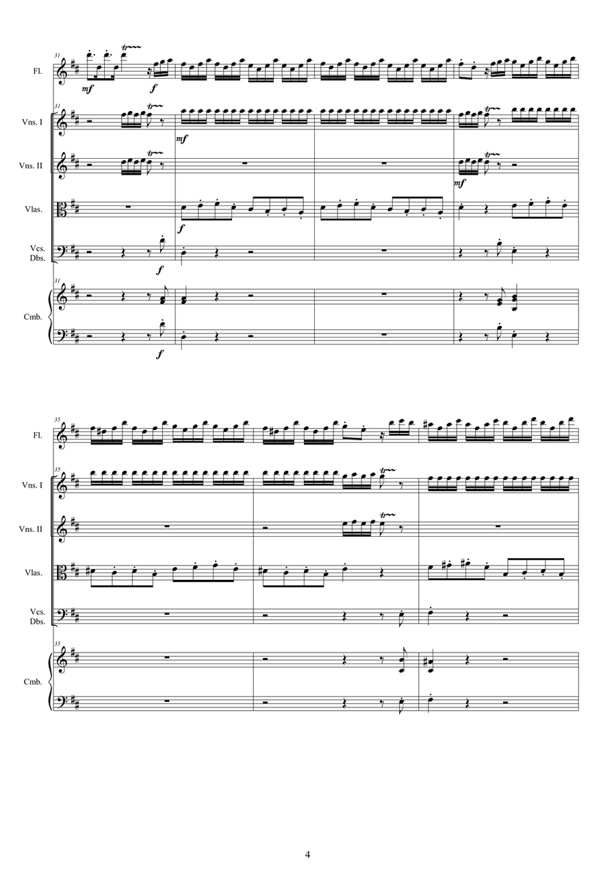 Vivaldi - Flute Concerto No.3 in D major Op.10 'Il Cardellino' RV 428 for Flute, Strings and Cembalo Chamber Orchestra scores gallery preview page 4