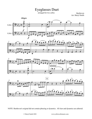 Eyeglasses Duet, arranged for two cellos