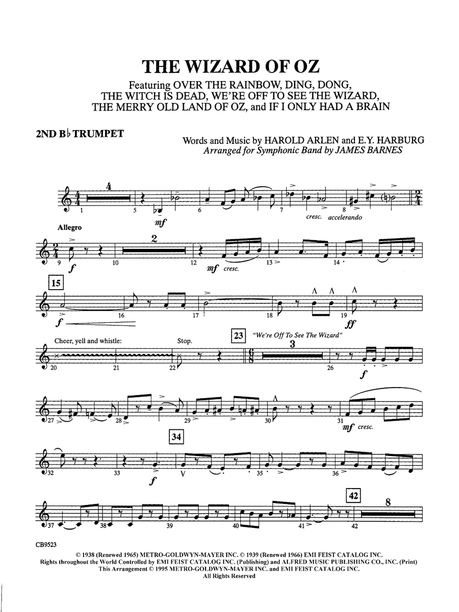 The Wizard of Oz (Medley): 2nd B-flat Trumpet