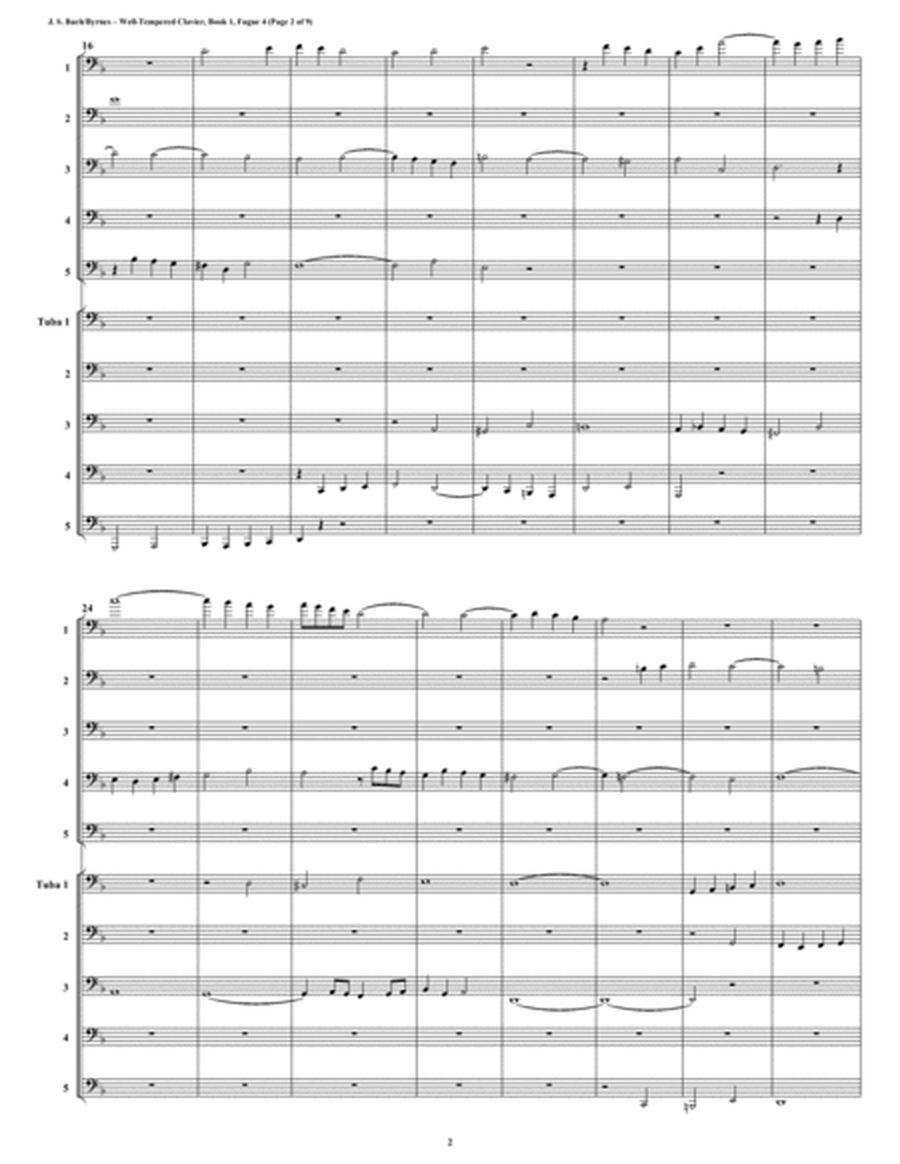 Fugue 04 from Well-Tempered Clavier, Book 1 (Euphonium-Tuba Choir) image number null