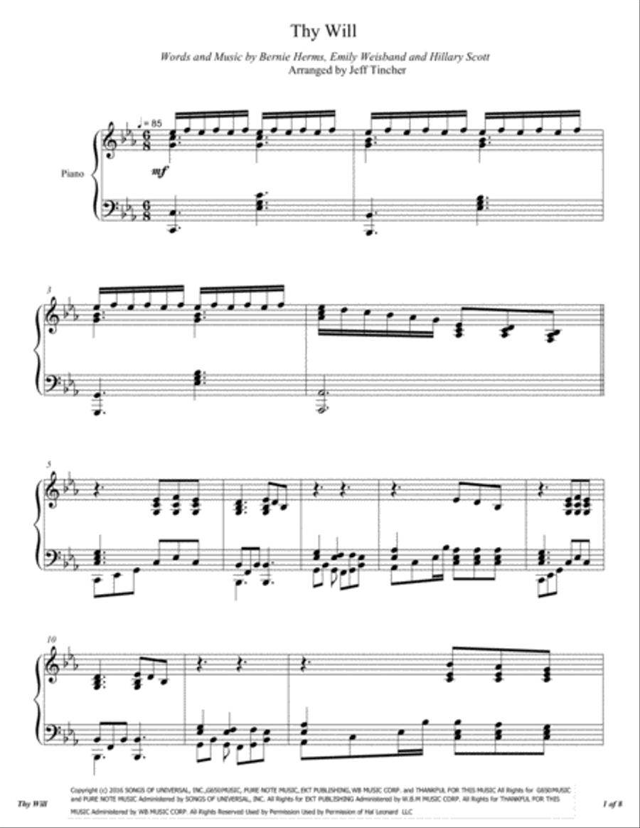 Thy Will Thy Will Piano Solo scores gallery preview page 2