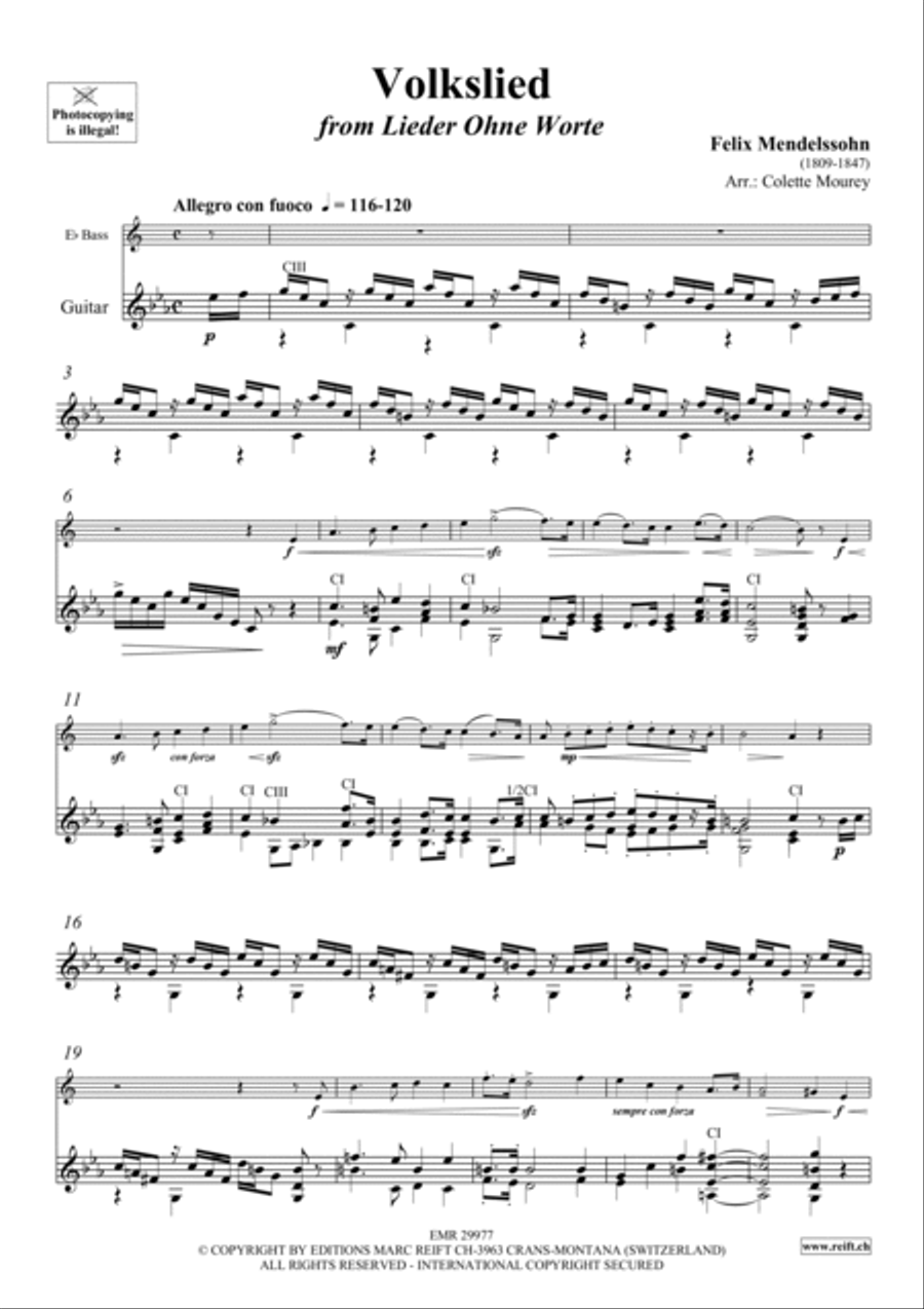 Volkslied Classical Guitar scores gallery preview page 4