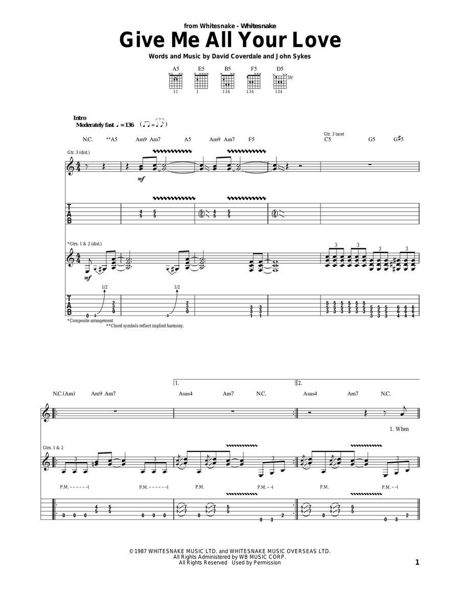 Give Me All Your Love Acoustic Guitar scores gallery preview page 1