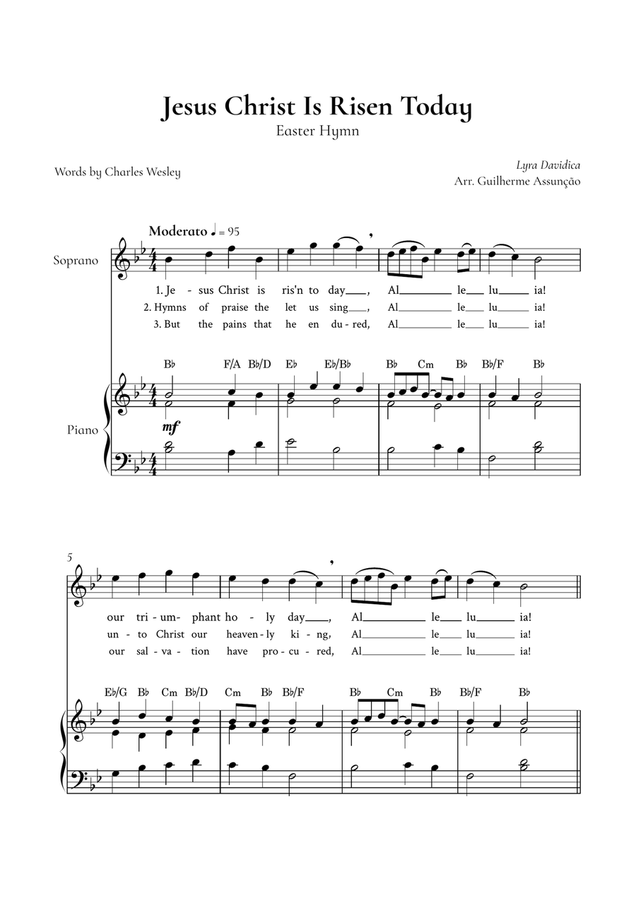 Jesus Christ is Risen Today (Soprano, Piano) - in Bb Major